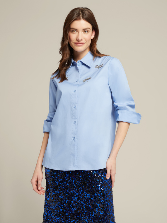 Hand-embroidered poplin shirt