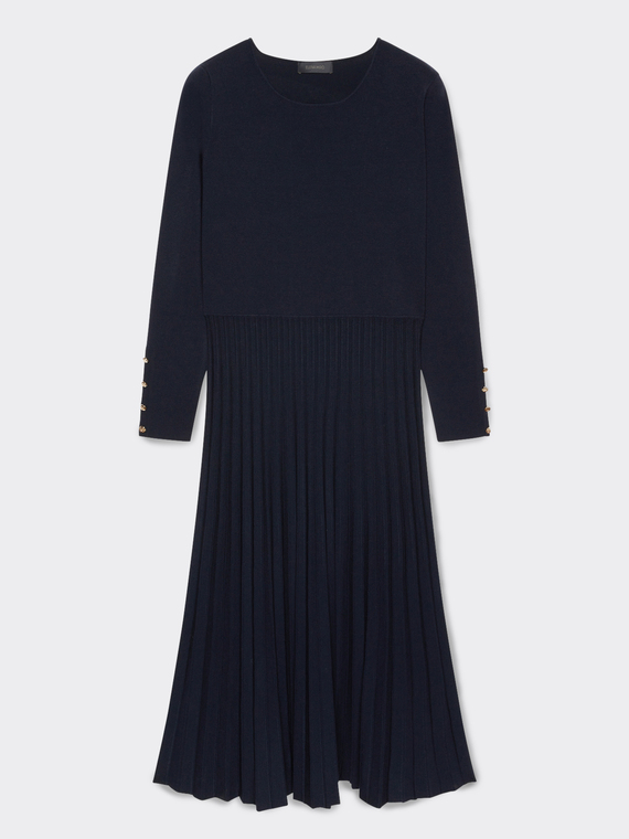 Pleated tricot knit dress