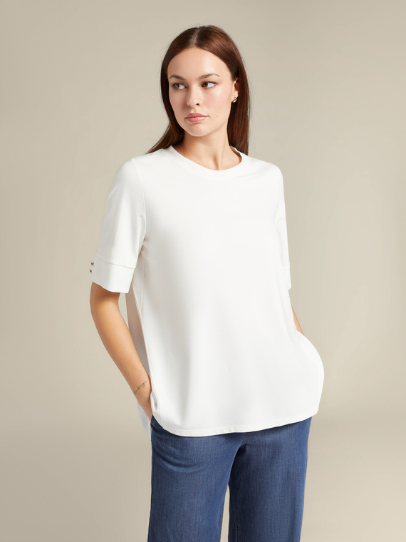 Loose dual-fabric T-shirt