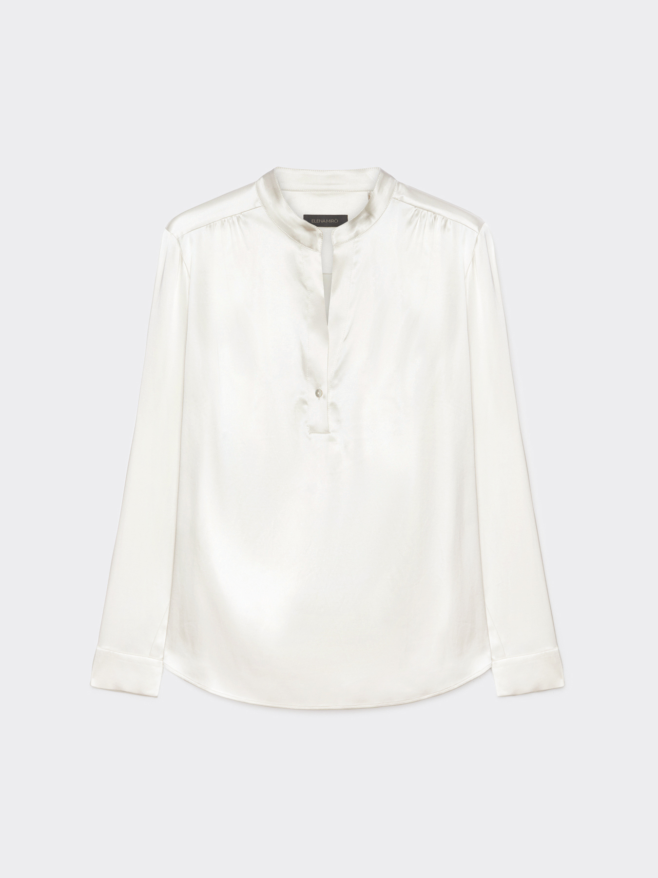 White satin blouse with collar clearance