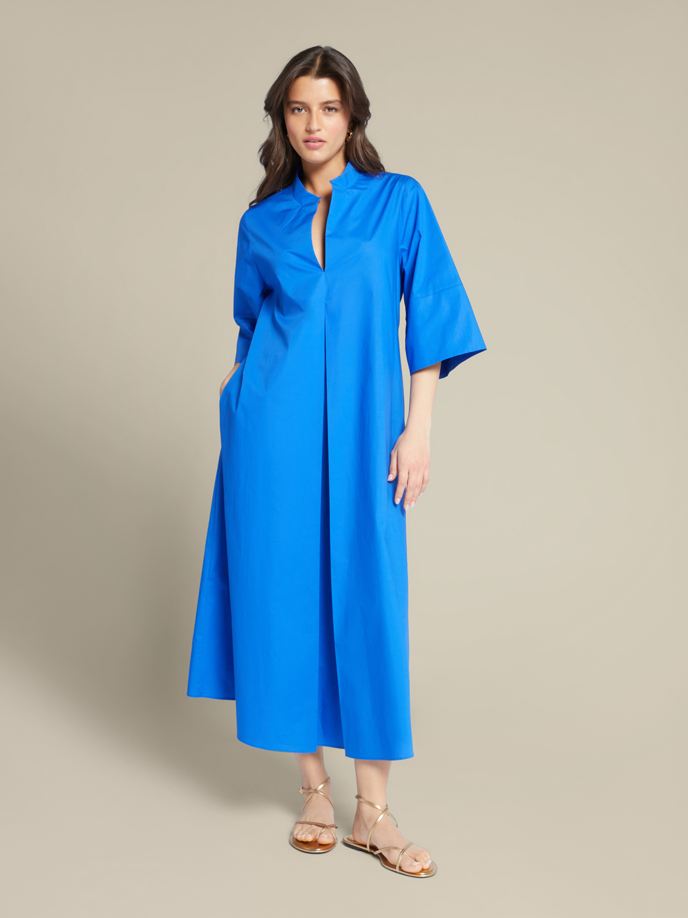 Robe longue trapèze en coton image number 0