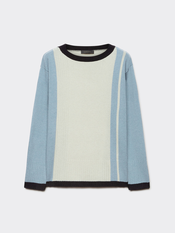 Color block sweater in pure wool