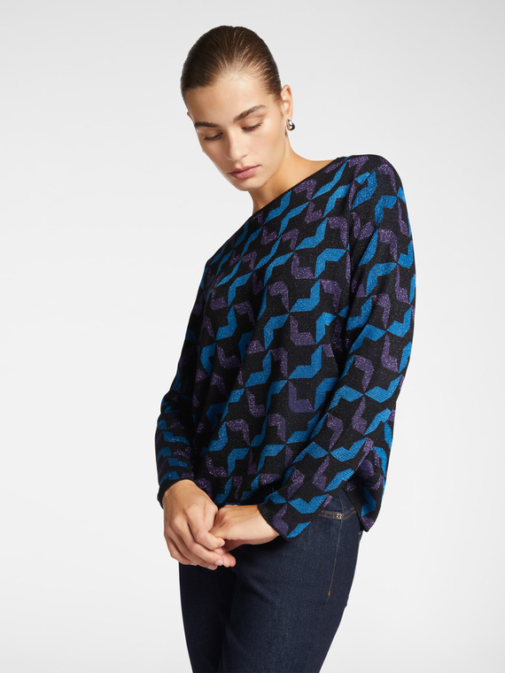 Jacquard-Pullover mit Lurex