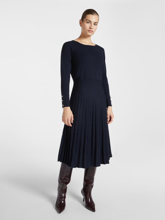 Pleated tricot knit dress