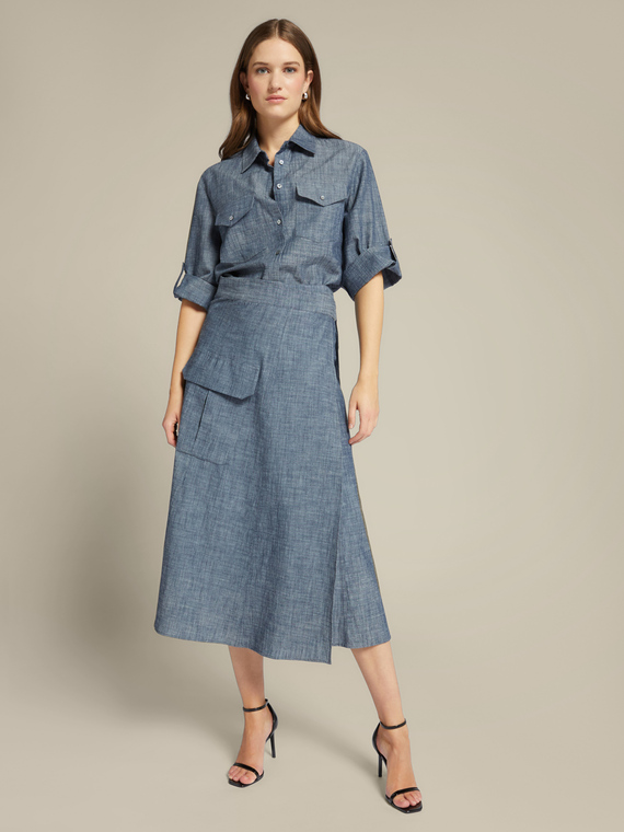 Chambray wraparound skirt