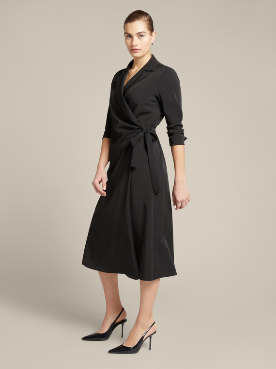 Wrap dress in flowing fabric