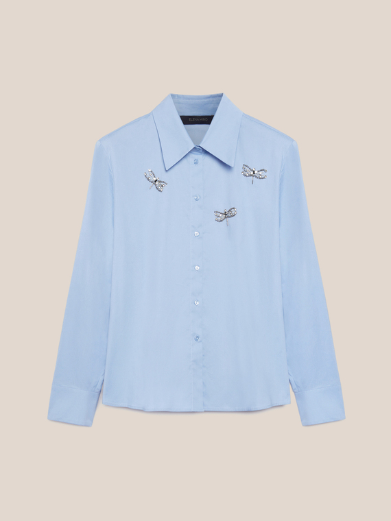 Hand-embroidered poplin shirt