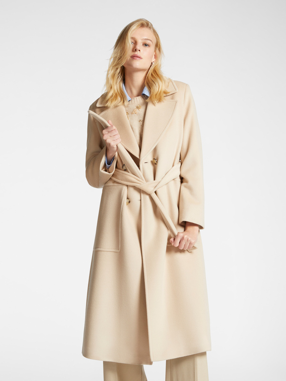 Luxury wool coat with belt