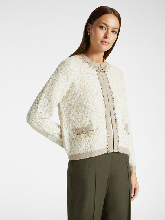 Cardigan court avec broderie