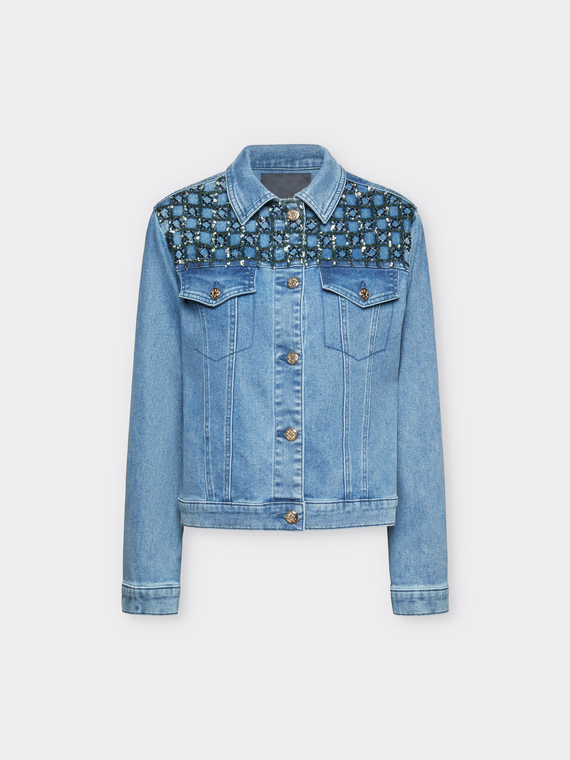 Giubbotto in denim ricamato