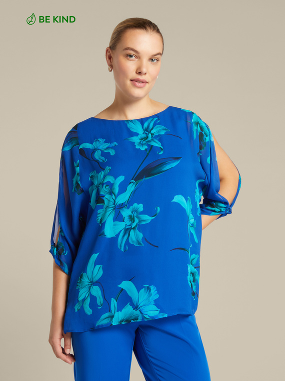 Blouse florale avec fentes