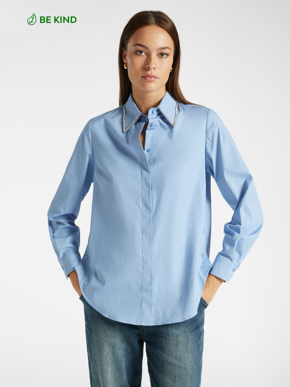 Camicia con colletto staccabile ricamato