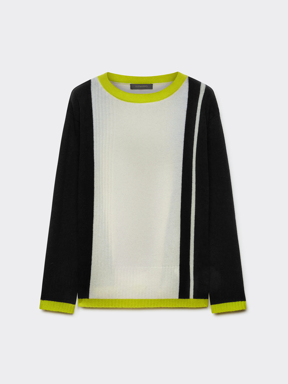 Maglia colour block in pura lana