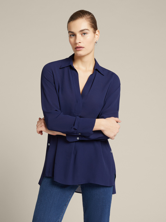 Blouse à col et boutons latéraux